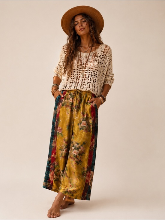 Johnny Was Pants - Johnny Was Dylan Pant Silk Floral Wideleg Palazzo Pants Large NWT MSRP $275 Chic